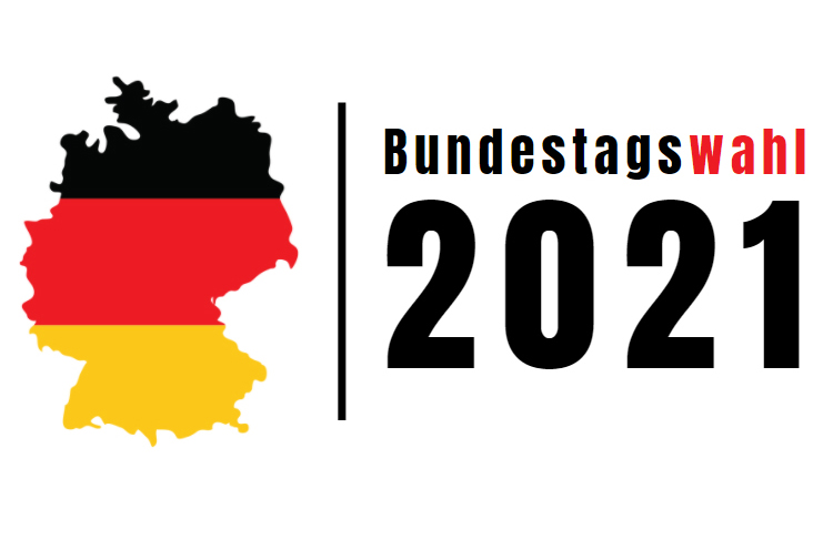 Deutschlandkarte mit Aufschrift Bundestagswahl 2021
