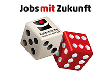 Logo mit Würfel und Schriftzug 