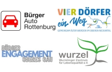 Logos aller vier Bürgerautos im Raum um Rottenburg