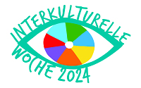 Ein gemaltes Auge in der Farbe Blau 