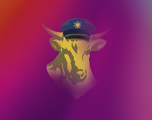 Ochse mit Polizeimütze