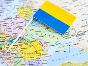 Weltkarte mit Fokus auf Ukraine 